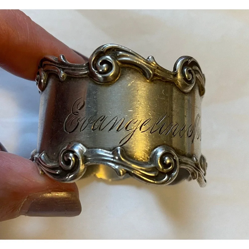 Antique Sterling National Silver Co Napkin Ring Engraved Evangeline